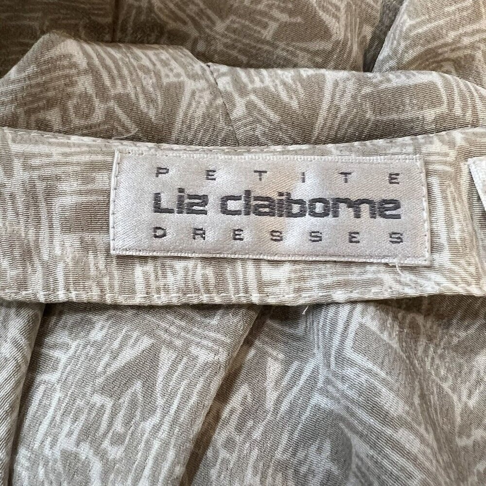 Liz Claiborne Dress 8 Petite VTG 90's Shoulder Pads Button Front Wide Waistband - Picture 16 of 16